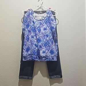 Justice size 14 girls blouse with jeans bundle.